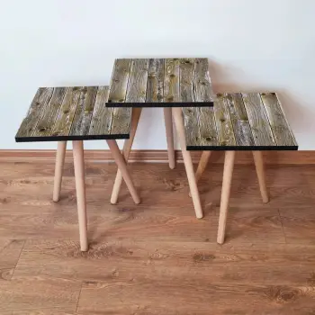 Set tavolinash të vendosshme (3 copë), Skye Decor, 3Shp381, ngjyrë kafe