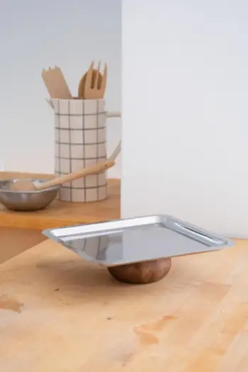 Tabaka Hermia Concept, inox, bazë druri, BSM1025, 23x23x5cm