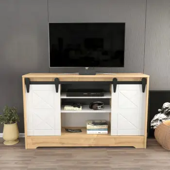 Komodë për TV, Skye Decor, ngjyrë safir, e bardhë