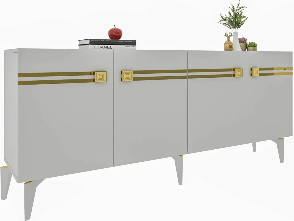 Konsol Skye Decor, Hayat KB150, e bardhë dhe ari - 3