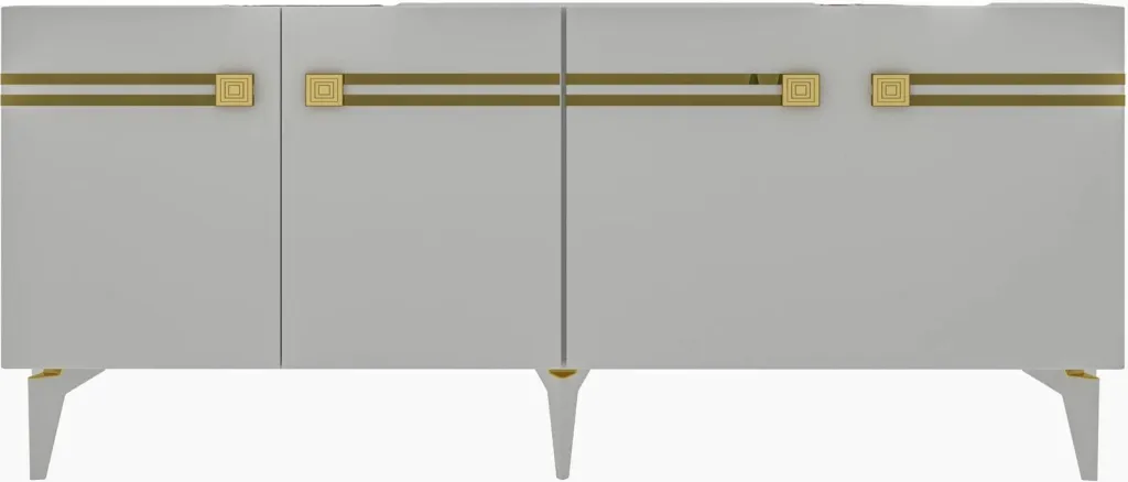 Konsol Skye Decor, Hayat KB150, e bardhë dhe ari - 5