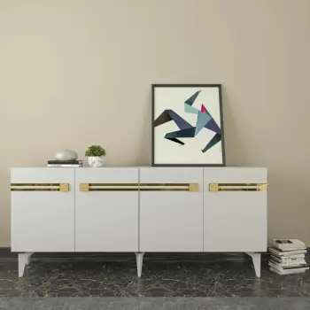 Konsol Skye Decor, Hayat KB150, e bardhë dhe ari