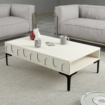 Tavolinë kafeje Skye Decor, Lyon 32, krem dhe e zezë
