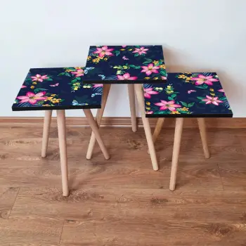 Set tavolinash ndihmëse, 3 copë, shumëngjyrëshe, Skye Decor, 3Shp189