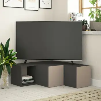 Komodë TV Skye Decor, kompakte, antracit dhe kafe e çelët