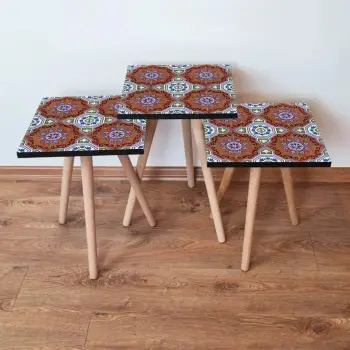 Set tavolinash ndihmëse, 3 copë, Skye Decor, shumëngjyrëshe, 3Shp51