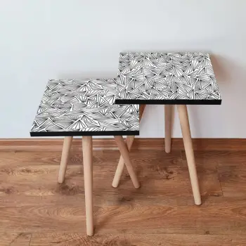Set tavolinash të mbivendosura, dy copë, ngjyrë bardhë e zi, Skye Decor, 2Shp229