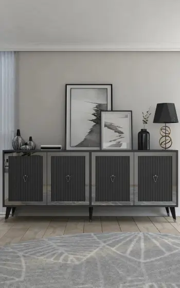 Konsol Skye Decor, ngjyrë antracit, argjend