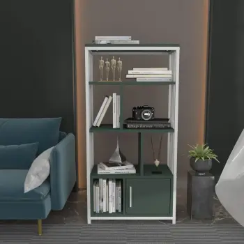 Raft librash Skye Decor, Valero, ngjyrë e gjelbër dhe e bardhë