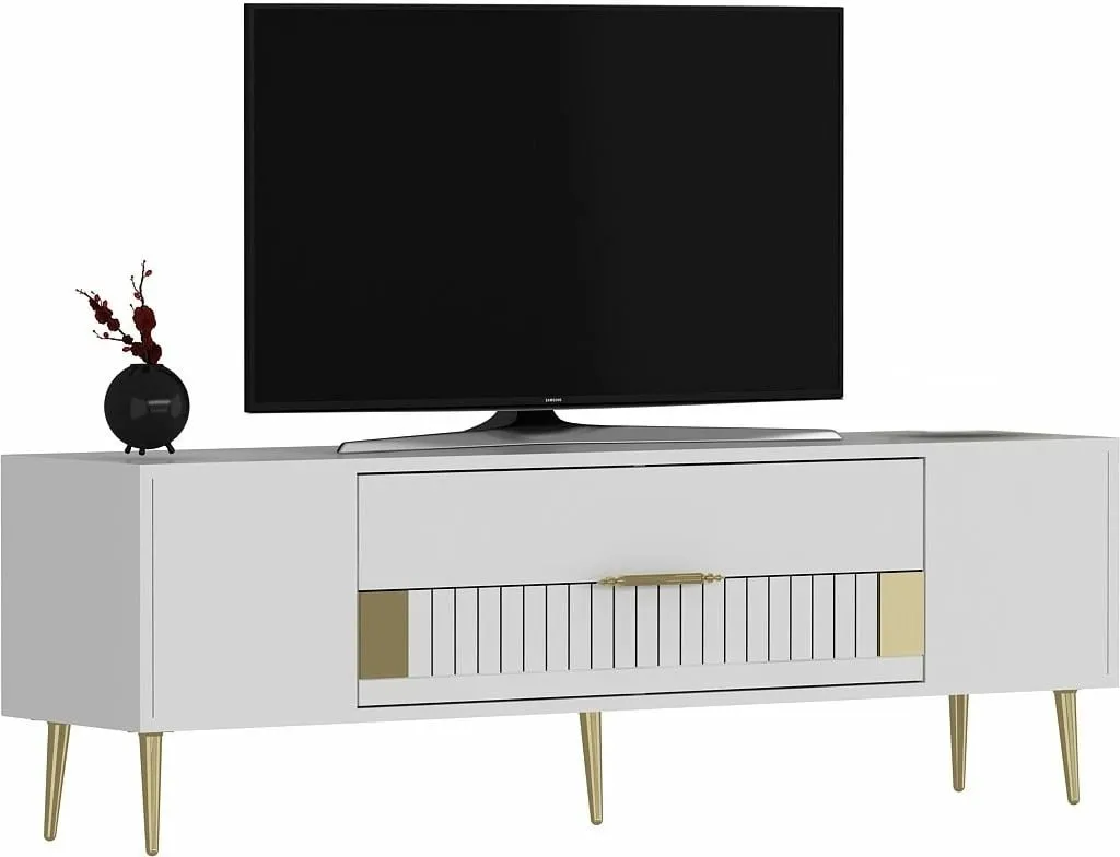 Komodë TV, ngjyrë e bardhë dhe ari, Skye Decor, Dekolp4 - 3