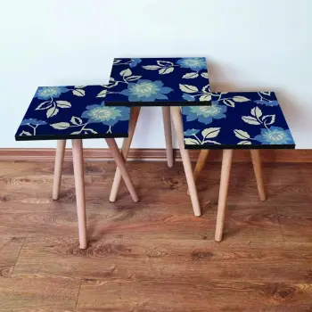 Set tavolinash ndihmëse, 3 copë, Skye Decor, 3Shp60, ngjyrë blu e errët