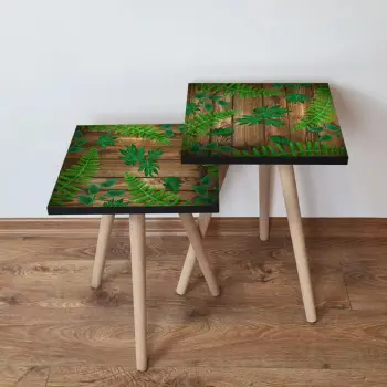 Set tavolinash ndihmëse, dy copë, ngjyrë e gjelbër dhe kafe, Skye Decor, 2Shp14