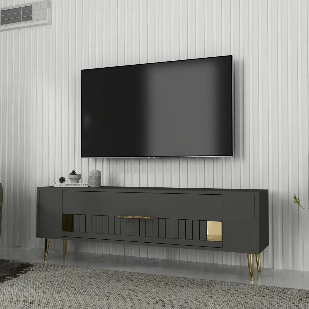 Komodë TV Skye Decor, anthracite, gold, Retrolp4 - 2