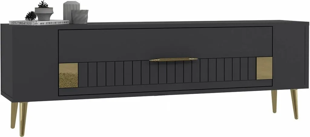 Komodë TV Skye Decor, anthracite, gold, Retrolp4 - 3