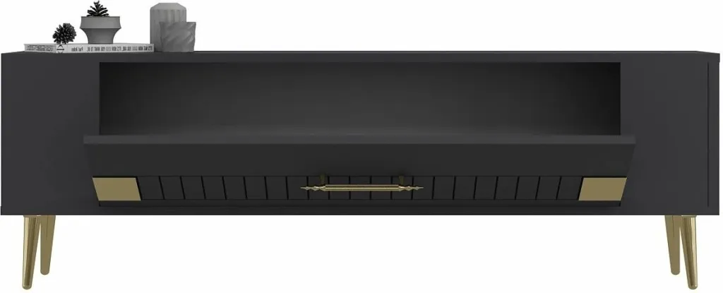 Komodë TV Skye Decor, anthracite, gold, Retrolp4 - 4