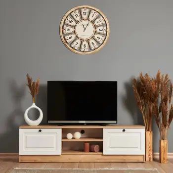 Komodë TV Skye Decor, ngjyrë lis safir dhe arre, Tuvalle 044