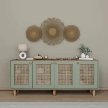 Konsolë bohemiane, ngjyrë e gjelbër, Skye Decor, 180x75x40 cm