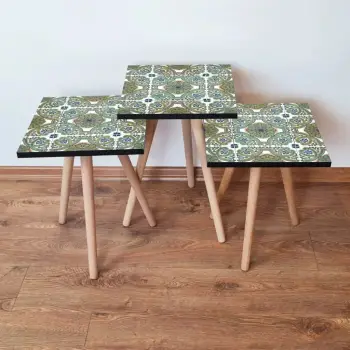 Set tavolinash ndihmëse, 3 copë, shumëngjyrëshe, Skye Decor, 3Shp39