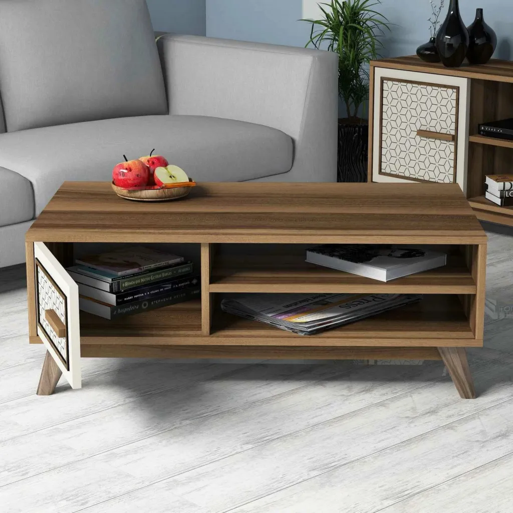 Tavolinë kafeje Skye Decor, Ayla, ngjyrë arre dhe krem - 2