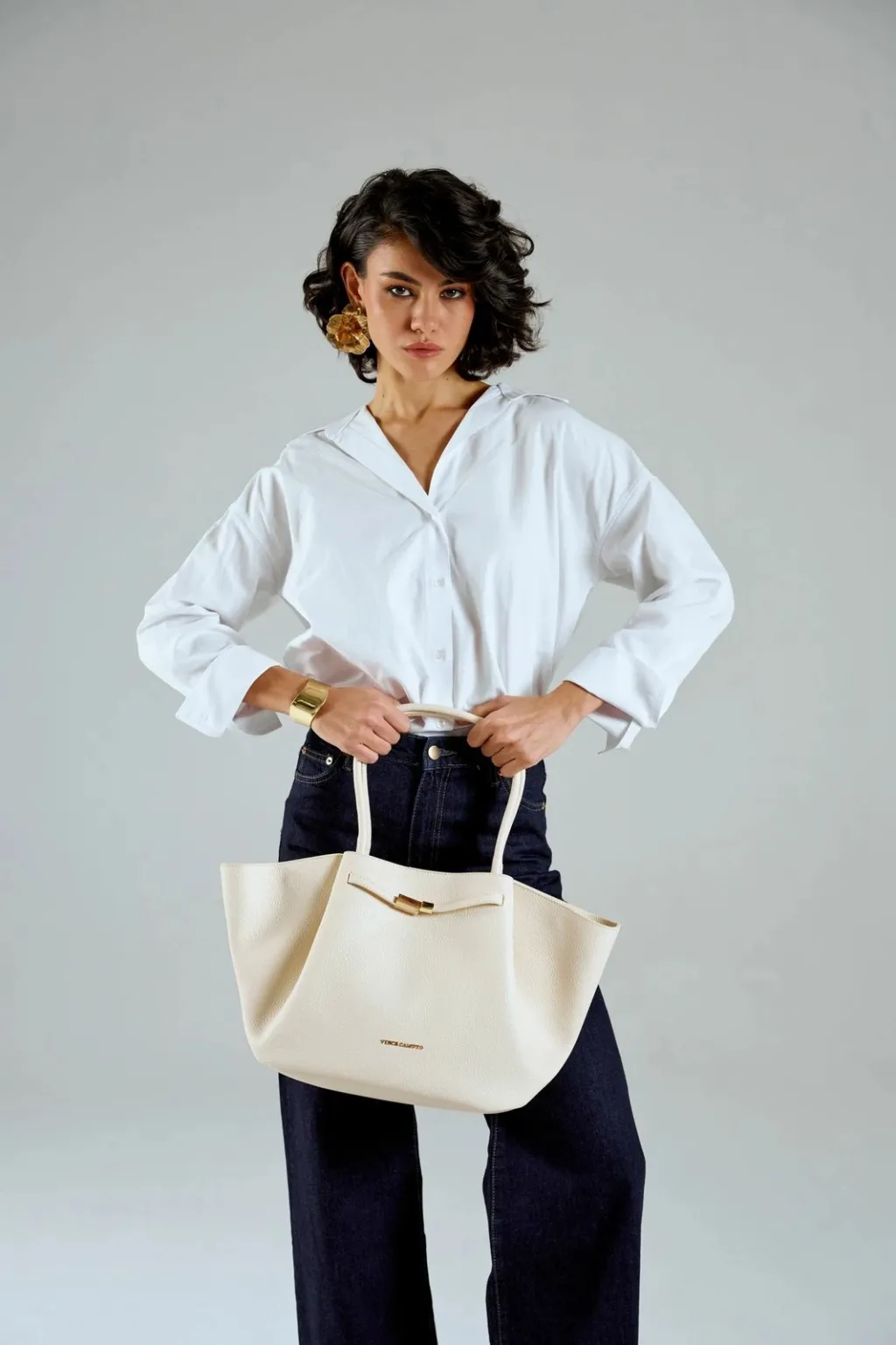Çantë tote Vince Camuto, Prato, bezhë - 10