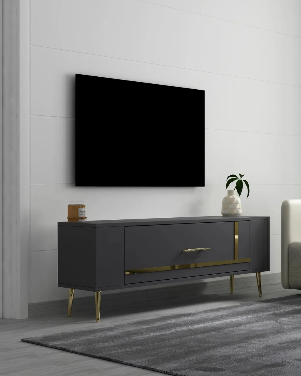Komodë TV Skye Decor, anthracite, ar, Retrop1 - 2