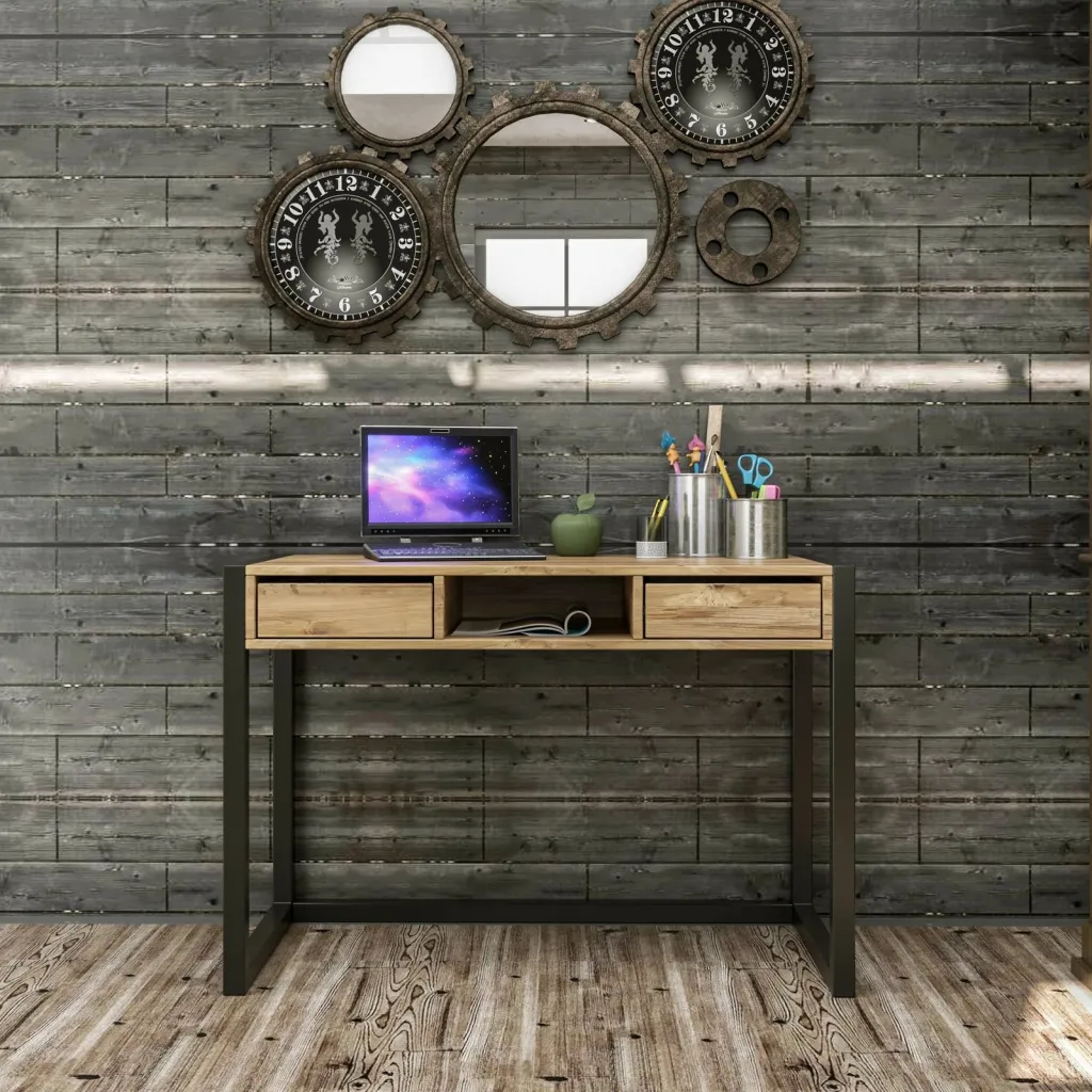 Tavolinë studimi Skye Decor, Ogene, ngjyrë Atlantic Pine dhe e zezë - 3