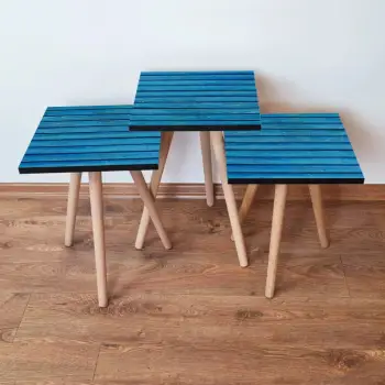 Set tavolinash të mbivendosura, ngjyrë blu, Skye Decor, 3 copë, 3Shp386