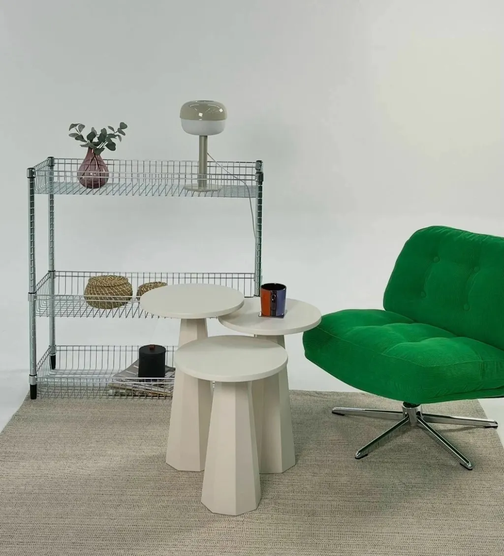 Set tavolinash anësore Skye Decor, Lilyum (57 + 52 + 47), krem - 4