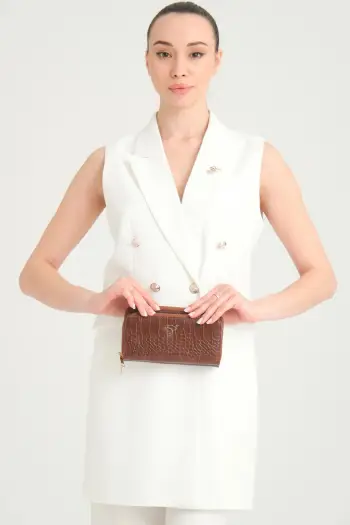 Portofol për gra, lëkurë PU, ngjyrë tan, Zoozie Bags, Lizard