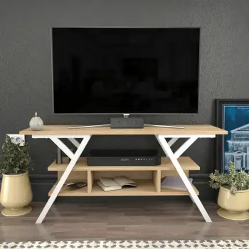 Komodë TV Skye Decor, Minerva, e bardhë dhe lis