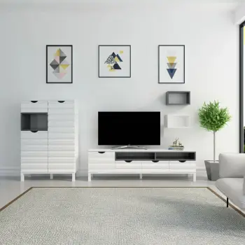 Komodë TV Skye Decor, bardhë dhe antracit, Adel