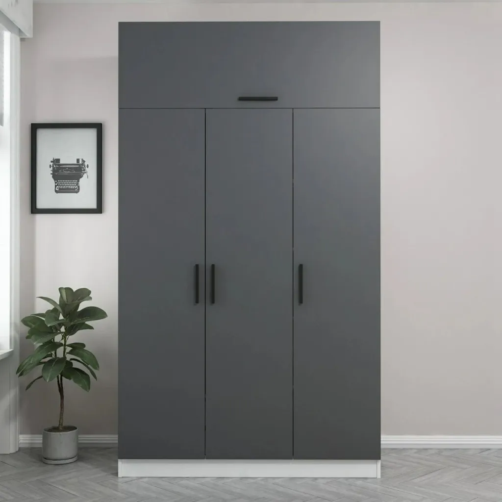 Dollap Skye Decor, 3 kapak, 2 sirtar, 255cm, bardhë-antracit - 3