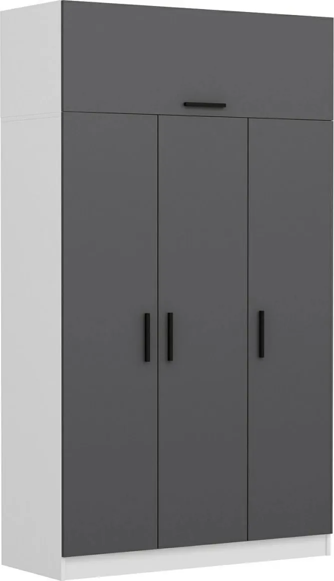 Dollap Skye Decor, 3 kapak, 2 sirtar, 255cm, bardhë-antracit - 4