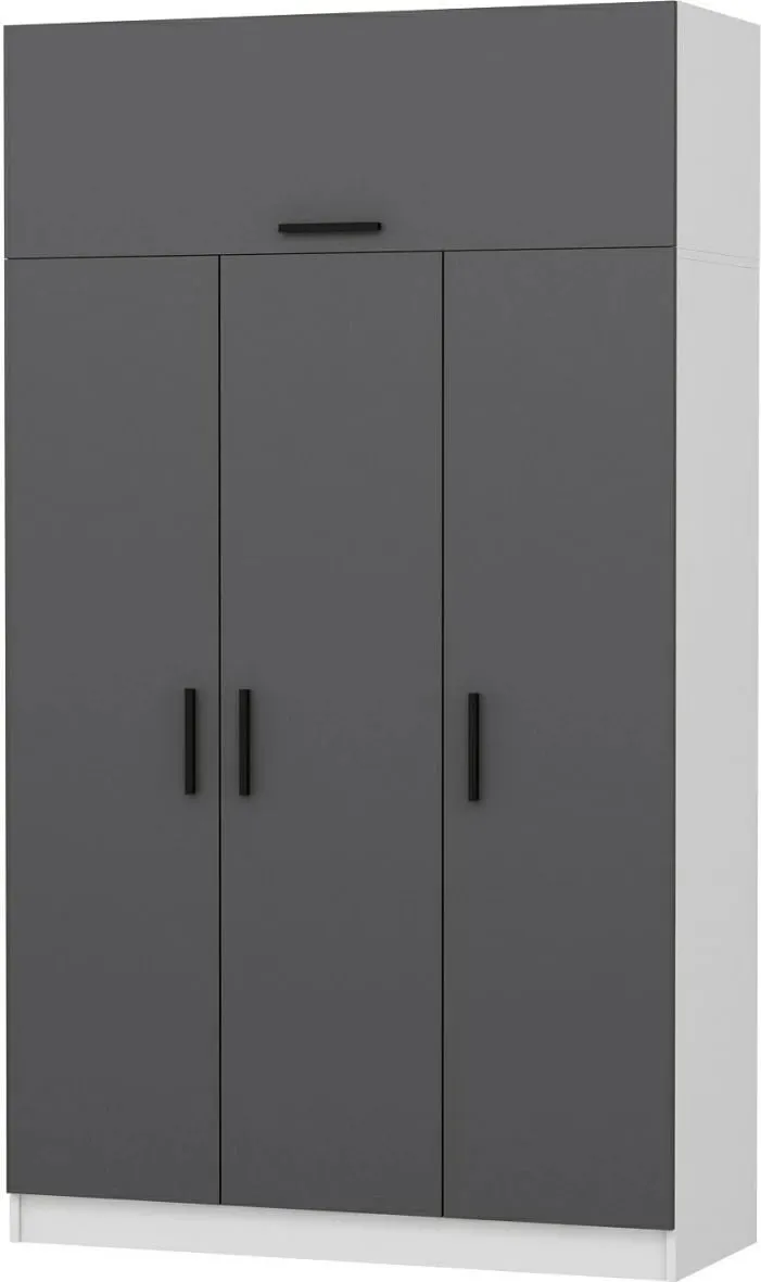 Dollap Skye Decor, 3 kapak, 2 sirtar, 255cm, bardhë-antracit - 6