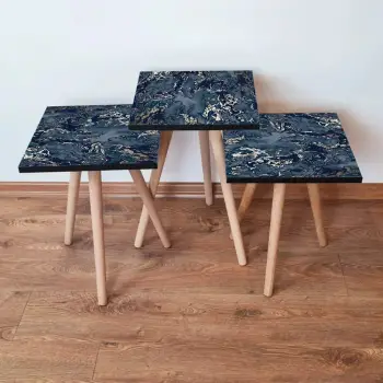 Set tavolinash të mbivendosura, 3 copë, Skye Decor, 3Shp278, ngjyrë kaltër e errët