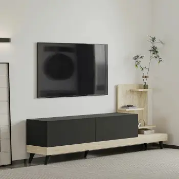 Komodë TV Skye Decor, dizajn anthracite-travertin