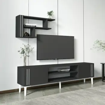 Set TV Skye Decor, ngjyrë antracit, me raft muri