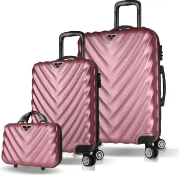 Set valixhesh (3 copë), ngjyrë rozë gold, Zoozie Bags, 7484