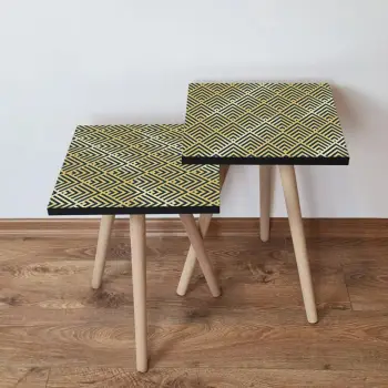 Set tavolinash ndihmëse, dy pjesë, Skye Decor, ngjyrë ari dhe gri, 2Shp324
