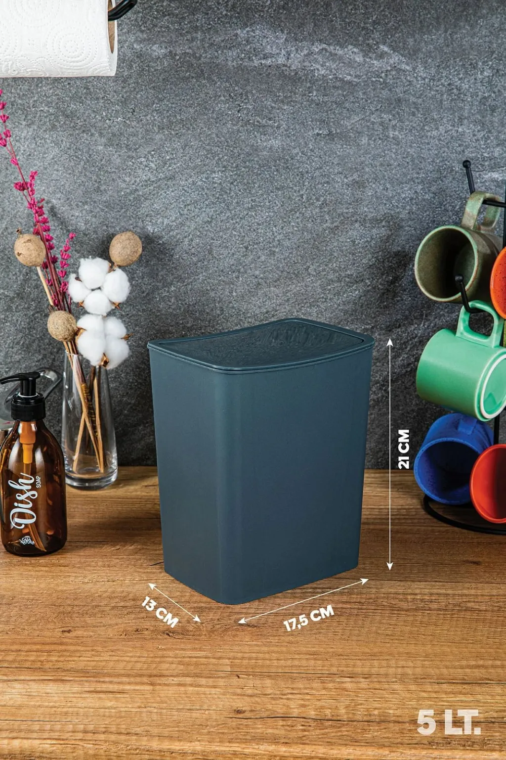 Kosh mbeturinash anthracite, Hermia Concept, TRN-182-04, 5L - 2