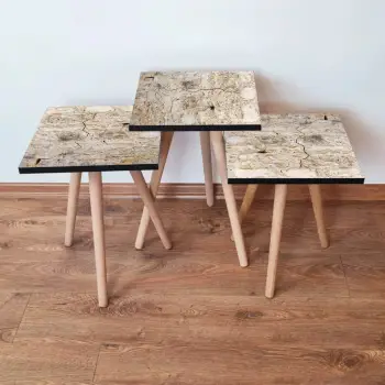 Set tavolinash të mbivendosura, 3 copë, ngjyrë bezhë, Skye Decor, 3Shp67