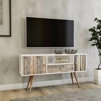 Komodë TV Skye Decor, Odense, ngjyrë e bardhë dhe arre
