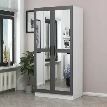 Dollap Skye Decor, pasqyrë Kale, anthracite e bardhë, 190 cm