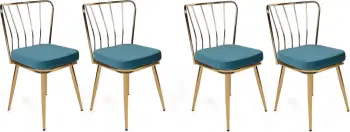 Set karrigesh (4 copë), Skye Decor, Yıldız-929 V4, ngjyrë kaltër dhe ari