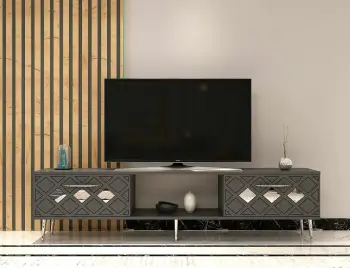 Komodë për TV Skye Decor, Dome, anthracite, silver