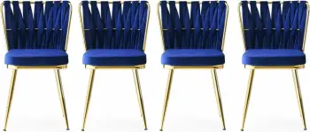 Set karrigesh (4 copë) Barok, ngjyrë ari dhe kaltër e errët, Skye Decor, Kuşaklı - 209 V4