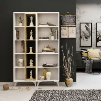 Raft librash modern, ngjyrë lis dhe e bardhë, Skye Decor Potenza, 100x162x25cm (2 copë)