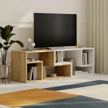 Komodë TV Skye Decor, ngjyrë lis safir, e bardhë