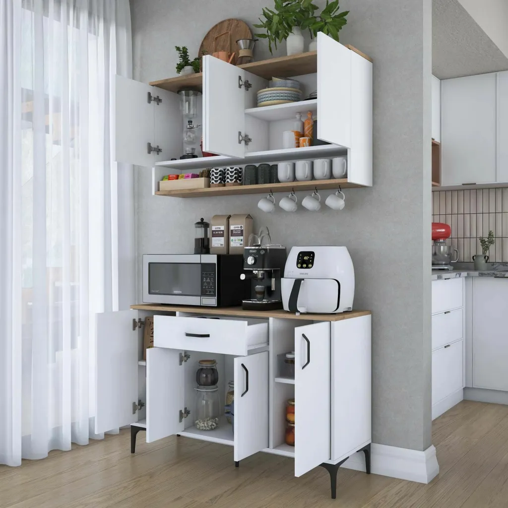 Stendë kafeje Skye Decor, ngjyrë arr dhe e bardhë, JE203 - 3822 - 3