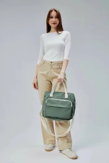 Çantë tote Zoozie Bags, e gjelbër, 33x30x10cm